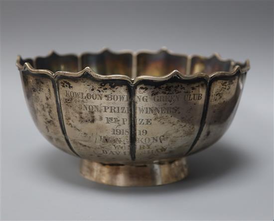 An early 20th century Chinese Export white metal bowl by Wang Hing, Hong Kong, 6 oz.